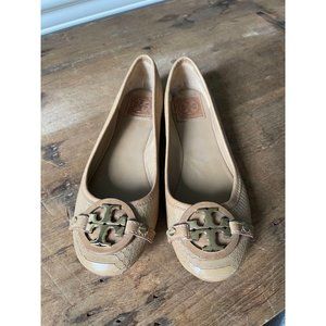 Tory Burch Miller Lizard Reva Logo Ballet Flats